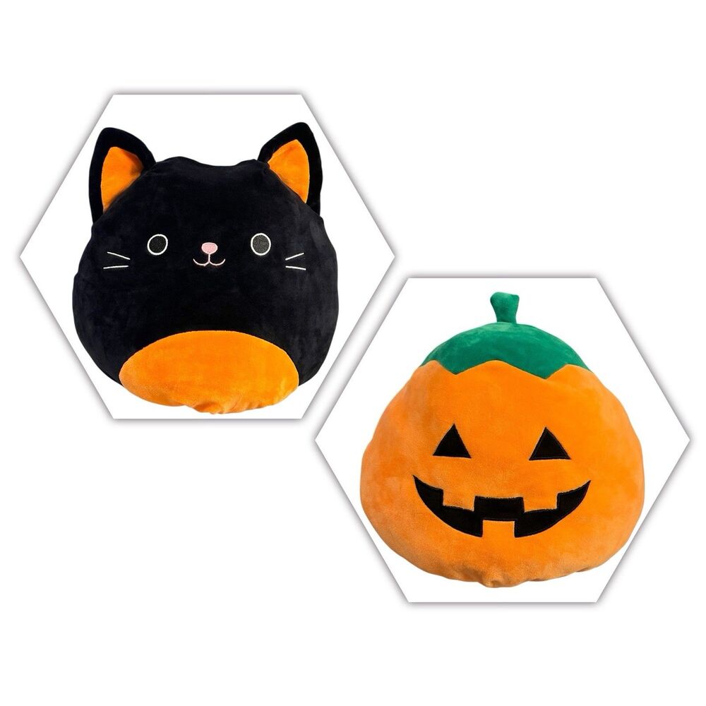 Squishmallows Flip-a-Mallow Halloween Black Cat To Pumpkin 12” Reversible Plush
